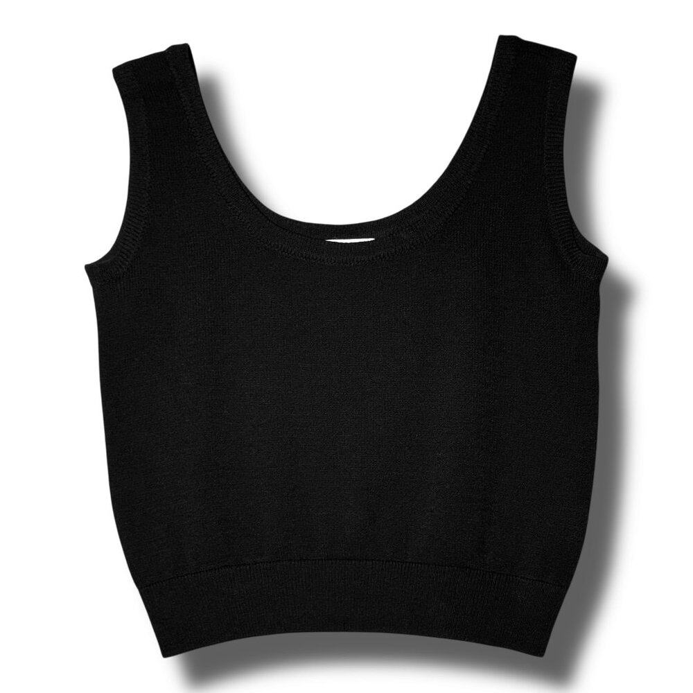 Vintage St. John by Marie Gray Black Knit Tank Top Santana Shell Size M